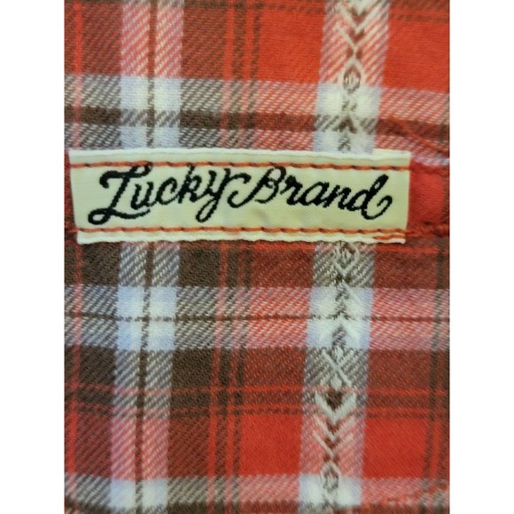 Lucky Brand Button Up Long Sleeve Shirt Western Style Red‎ White Size Men's XL - Picture 6 of 6